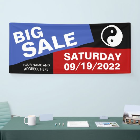 Alleen Kleurachtergrond - blauw rood + uw ideeën Spandoek (Beurs)