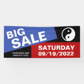 Alleen Kleurachtergrond - blauw rood + uw ideeën Spandoek (Horizontaal)