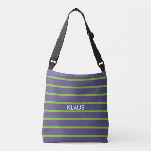 ALLEEN KLEURSTRIPES - donker lila + uw rug. Crossbody Tas