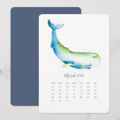 Alleen margeband kalenderblauwe walvis menu (Voorkant / Achterkant)