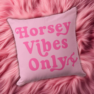 Alleen Paardenvibes Roze Retro Paardensport Kussen