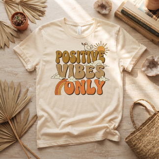 Alleen Positieve Vibes Retro Groovy Zonneschijn T- T-shirt