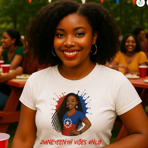 Alleen rode, witte en blauwe Juneteenth Vibes T-shirt