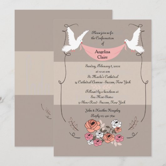 Alleen Rosy Confirmation Kaart (Voorkant / Achterkant)