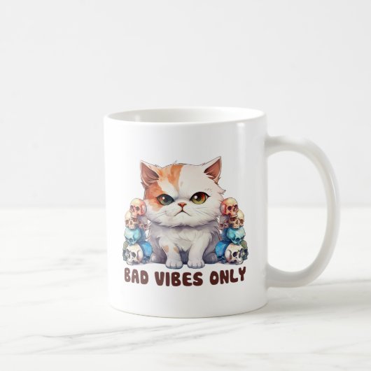 Alleen slechte vibes - Fierce Cat & Skulls Gothic  Koffiemok (Rechts)