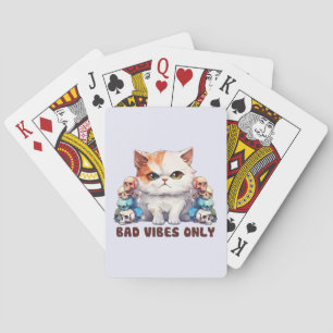 Alleen slechte vibes - Fierce Cat & Skulls Gothic  Pokerkaarten