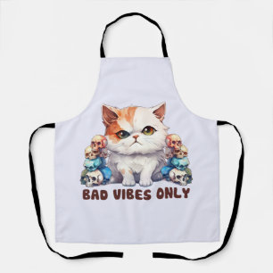 Alleen slechte vibes - Fierce Cat & Skulls Gothic Schort