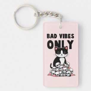 Alleen slechte vibes - Kat & schedels Sleutelhanger