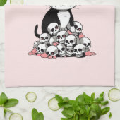 Alleen slechte vibes - Kat & schedels Theedoek (Gevouwen)