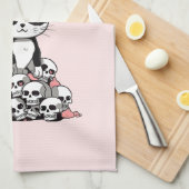 Alleen slechte vibes - Kat & schedels Theedoek (Quarter Fold)