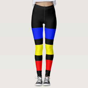 ALLEEN STRIPEN - koningsblauw, citroengeel, brandr Leggings