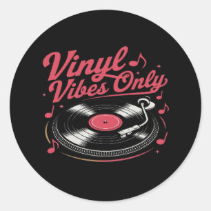 Alleen vinyl vibes - Retro Record Player Design Ronde Sticker
