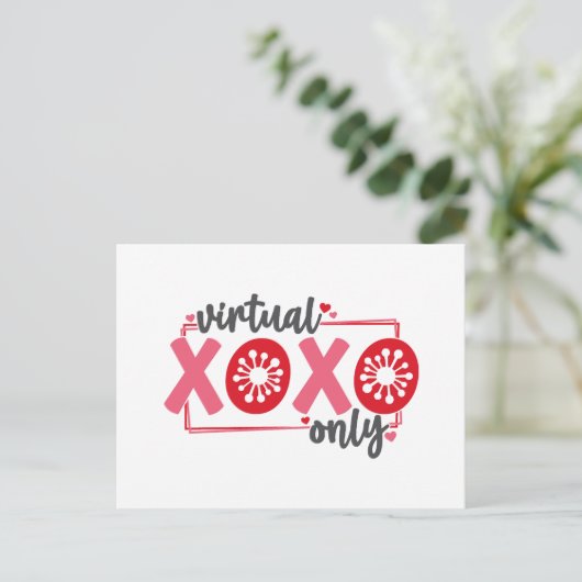 Alleen virtuele XOXO | Funny Quarantine Valentijn Feestdagenkaart (Staand voorkant)