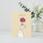 Alleen voor jou rode roos briefkaart (Staand voorkant)