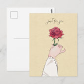 Alleen voor jou rode roos briefkaart (Voorkant / Achterkant)