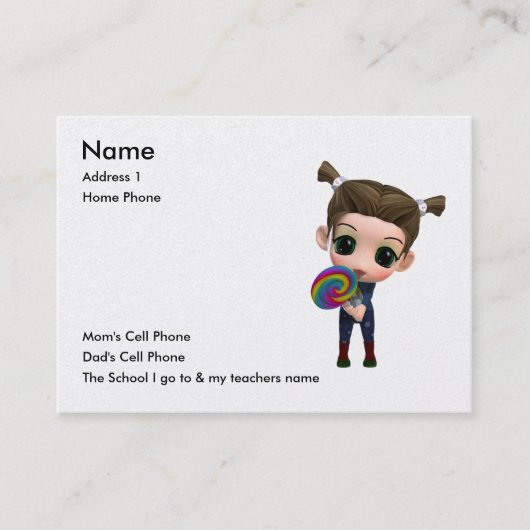 Alleen voor kinderen contactkaartje (Voorkant)