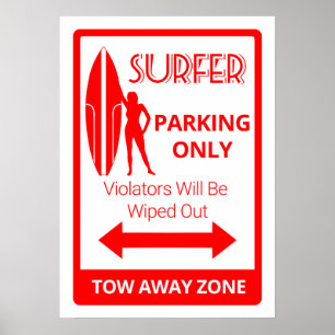 Alleen voor surfer Girl Parking Poster