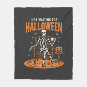 Alleen wachten op Halloween Skelet Ontwerp_1 Fleece Deken