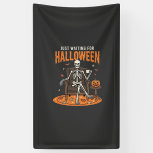 Alleen wachten op Halloween Skelet Ontwerp_1 Spandoek