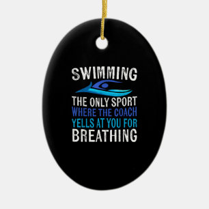 Alleen zwemmen waar de coach zwemt keramisch ornament