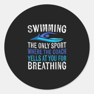 Alleen zwemmen waar de coach zwemt ronde sticker