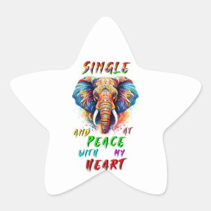 Alleenstaand en in vrede met mijn hart ster sticker