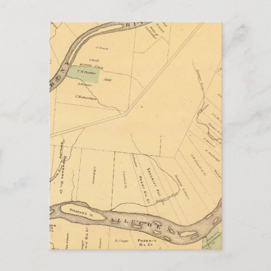 Allegheny River Pa, Map Briefkaart (Voorkant)