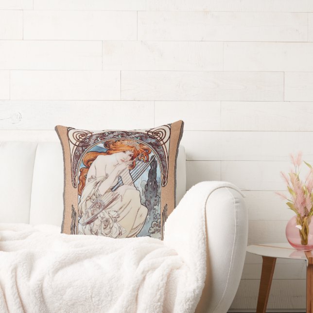 Allegorie de la Musique door Alphonse Mucha Kussen (Bank)