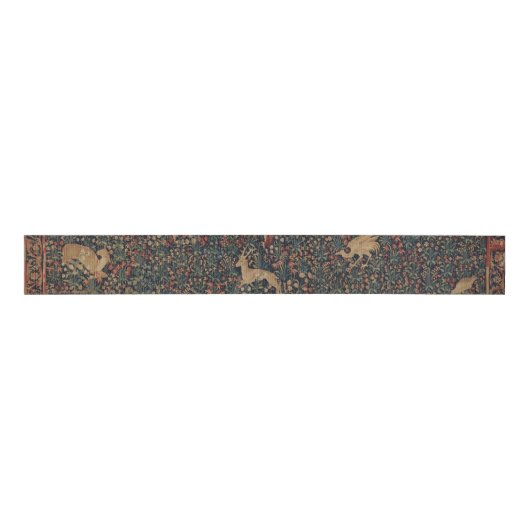 Allegorische millefleurs Bosbouw met dieren Grosgrain Lint (Voorkant)
