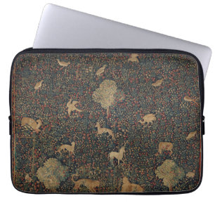 Allegorische millefleurs Bosbouw met dieren Laptop Sleeve
