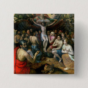 Allegory of the Trinity (olie op het paneel) Vierkante Button 5,1 Cm