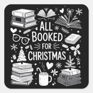 Allemaal geboekt voor kerst Boekliefhebber Boekach Vierkante Sticker