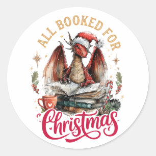 Allemaal geboekt voor Kerstmis Draak  Ronde Sticker