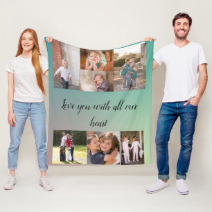 Allemaal van harte groen roze verloop collage fleece deken