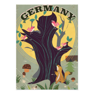 Allemagne Caricature vintage paysage poster de voy