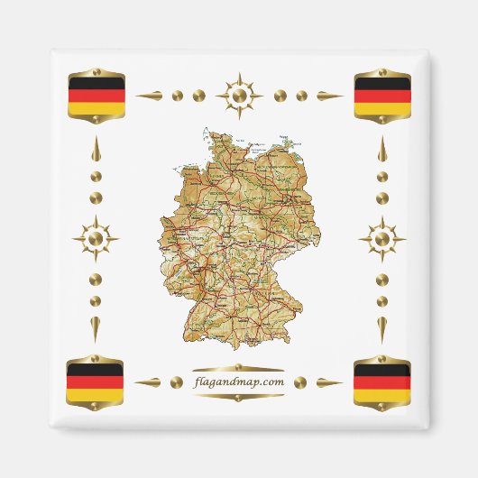 Allemagne Carte + Indicateurs Magnet (Devant)
