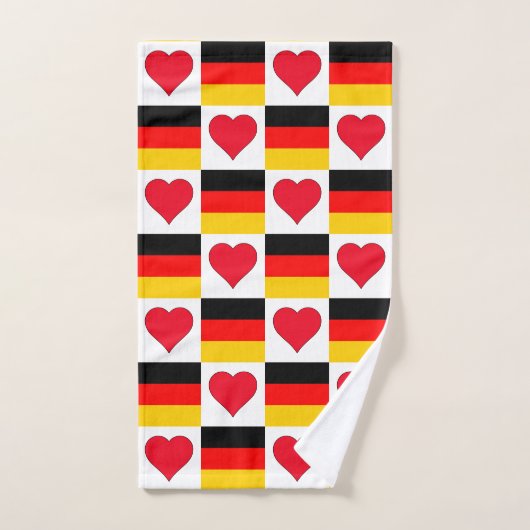 Allemagne Drapeau et coeur Motif Fun German Pride (Serviette à main)