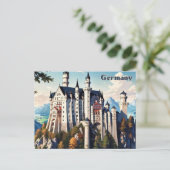 Allemagne Neuschwanstein Castle Carte postale Vint (Debout devant)
