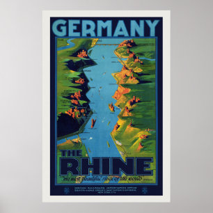 Allemagne Poster vintage du Rhin 1925