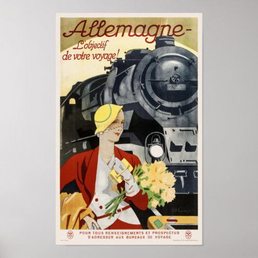 Allemagne Poster vintage ferroviaire 1928 (Devant)
