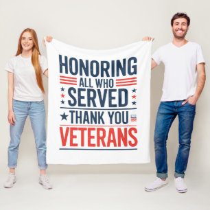 Allen die gediend hebben eren Dank u Veteranen Dag Fleece Deken