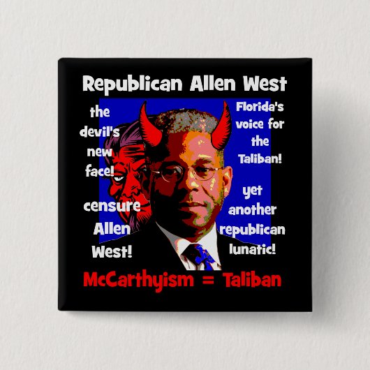 Allen West Vierkante Button 5,1 Cm (Voorkant)