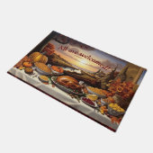 Allen worden verwelkomd Thanksgiving deurmat (Schuin)