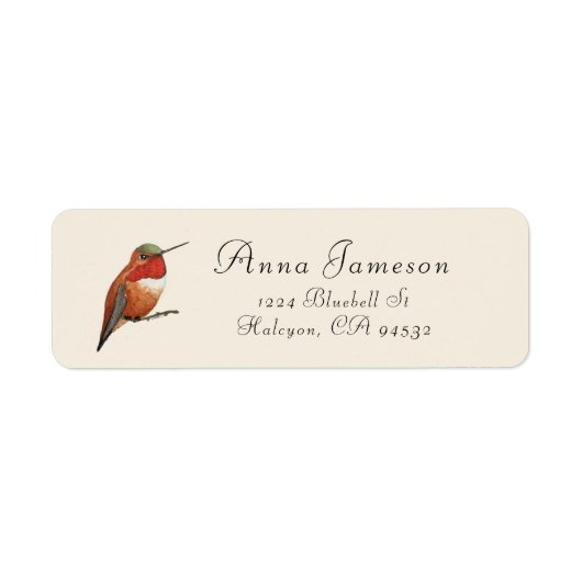 Allen's Hummingbird Address Label (Voorkant)