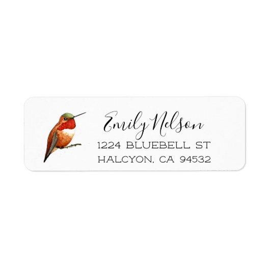 Allen's Hummingbird Return Address Label (Voorkant)