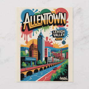 Allentown PA Graffiti Reisposter Briefkaart