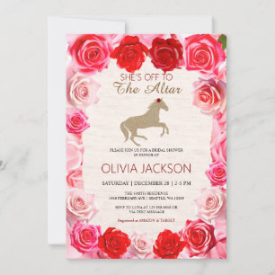 Aller à l'Altar Red Rose Bridal Shower Invitation