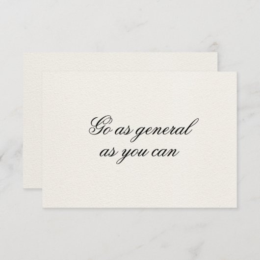 Aller Aussi Général Que Vous Pouvez Script Carte D (Devant / Derrière)