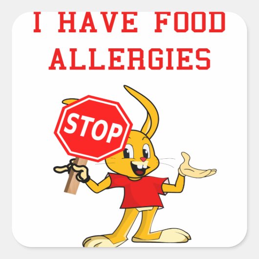 Aller-Bunny STOP-Bunny Food Allergieën Sq. Sticker (Voorkant)