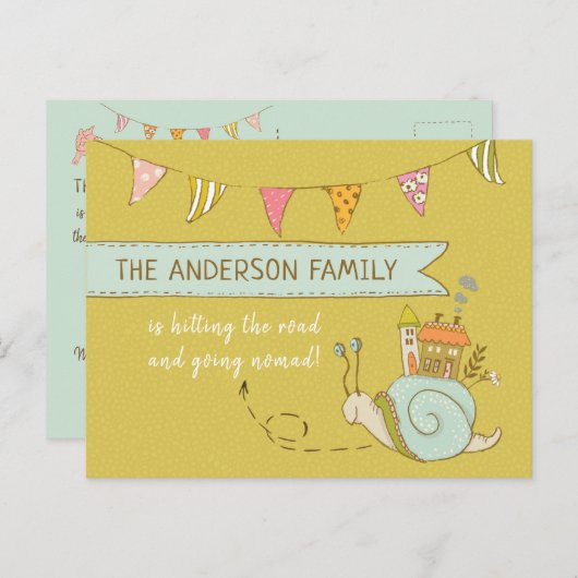 Aller Nomad mignon escargot Faire-part de déplacem (Devant / Derrière)